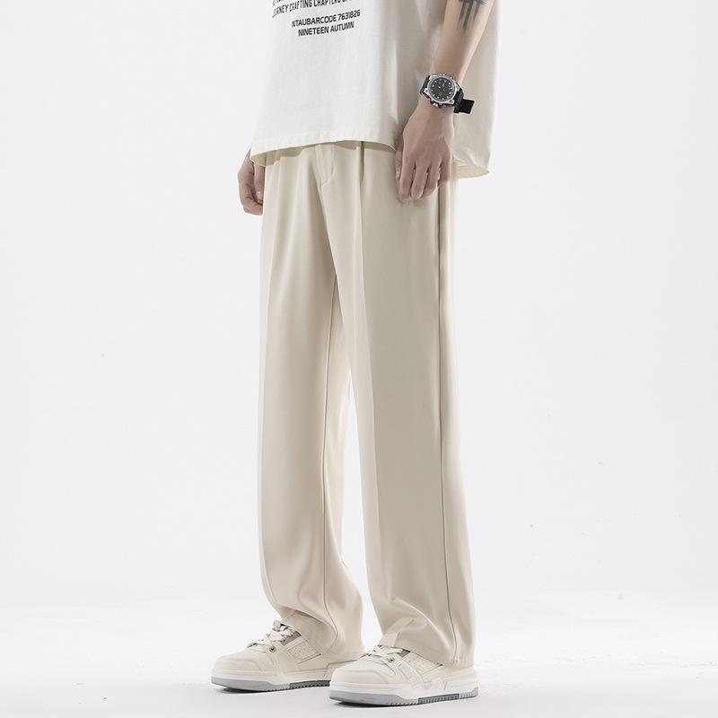 Mingge | Summer new ice silk quick-drying small pants men's loose drape straight light business casual pants