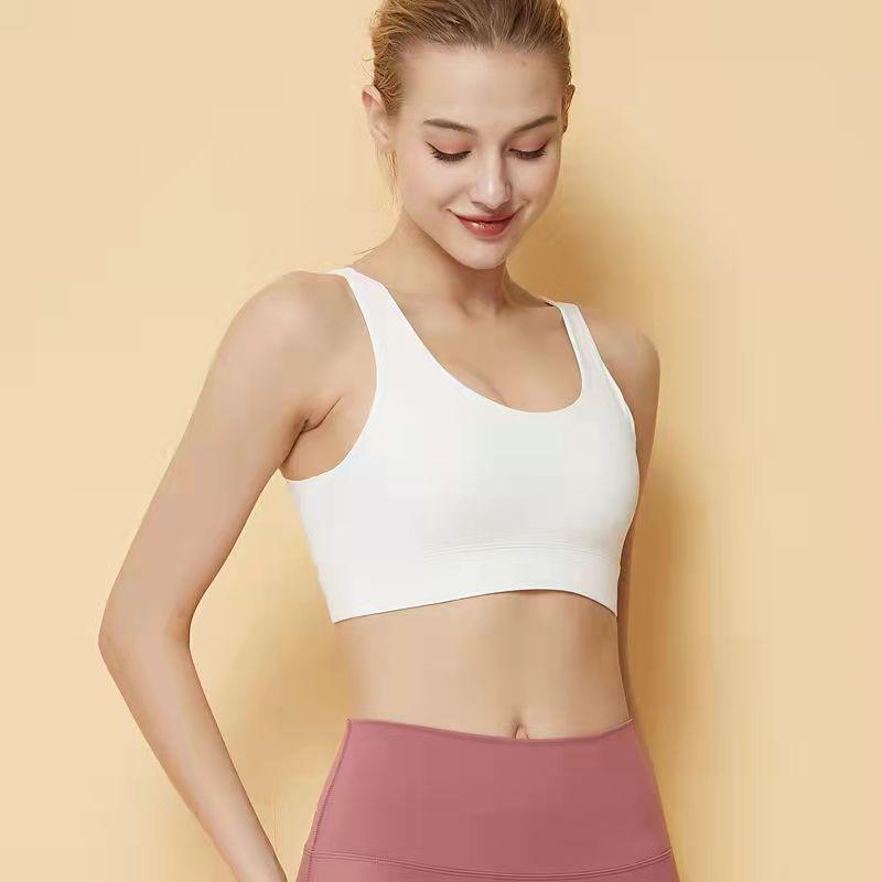 Женское бесшовное спортивное нижнее белье Цельный крест с красивой спиной Противопровисающий жилет Высокоинтенсивный противоударный бюстгальтер для бега для фитнеса Жилет для йоги Спортивный топ XL белый 2419₽