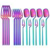 16Pcs/Set Black Matte Dinnerware 304 Stainless Steel Cutlery Set Knives Fruit Fork Spoons Dinner Set Kitchen Flatware Tableware