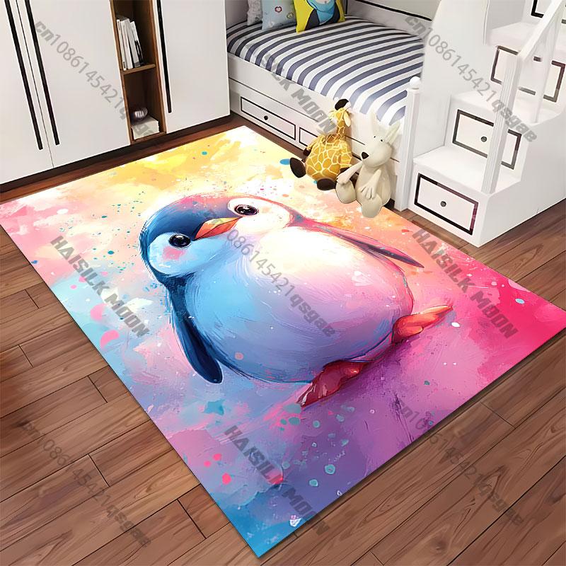 Süßer Pinguin lebendige bunte Kunstwerk Teppich Yoga Wohnzimmer Raumdekoration Kinder Krabbelmatte Fußmatte Bereichsteppich