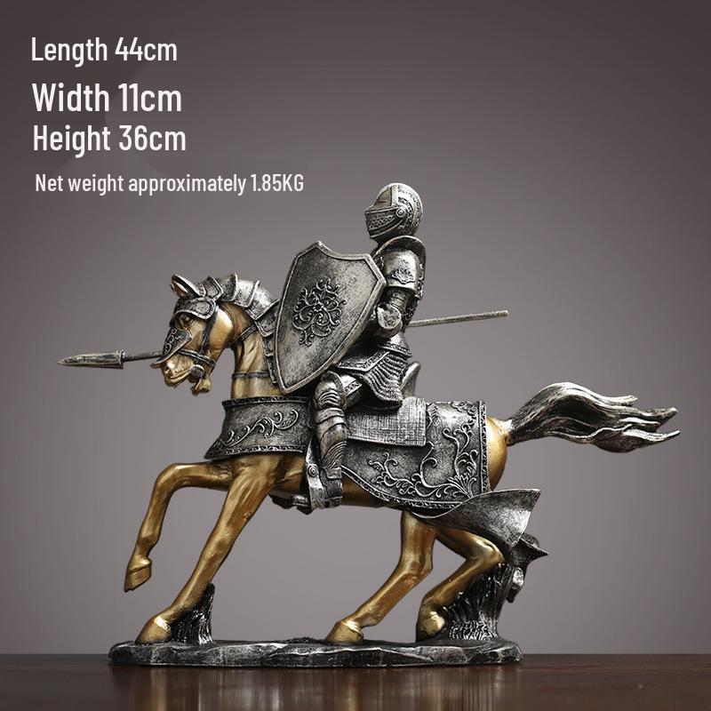 Nordic Luxury Knight and Horse Ornament: Elegant Chinese Style Decor for Living Room or Office