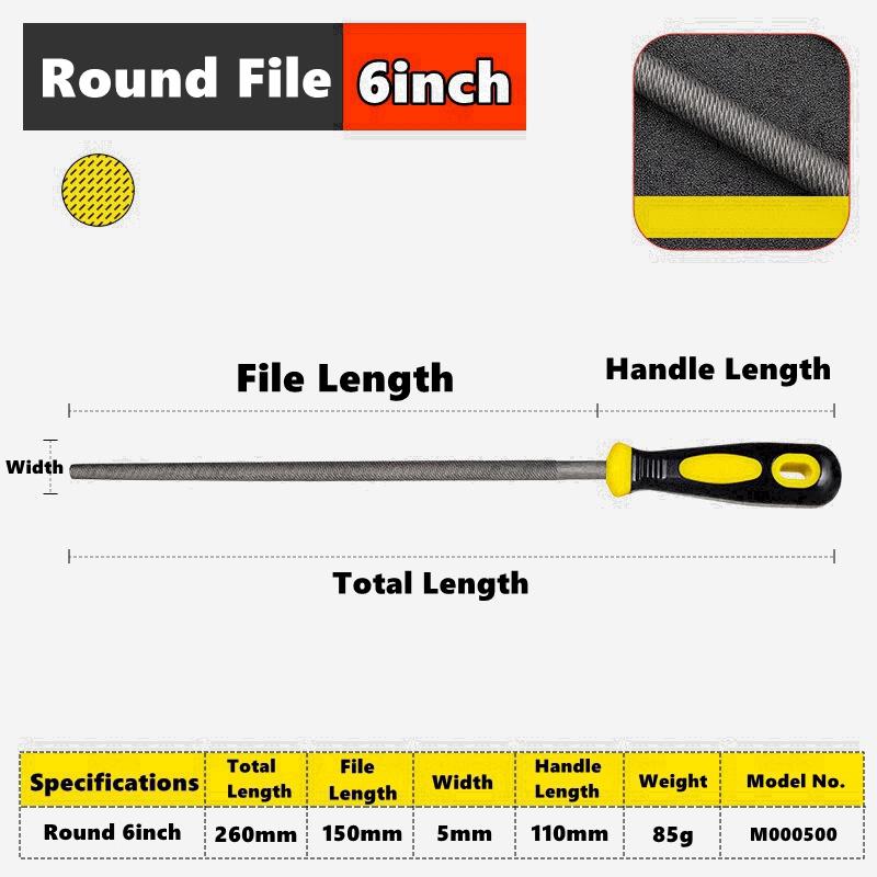 6/8/10 inch High Carbon Steel Files Set Flat/Round/Half Round/Triangle/Square For Metalworking Woodworking Steel Rasp File Flat 1pcs