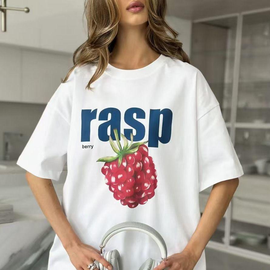 

2026 European and American Style Cute Casual Fashion Summer New Item Ins Style Pure Cotton Womens Short Sleeved Shirt S
