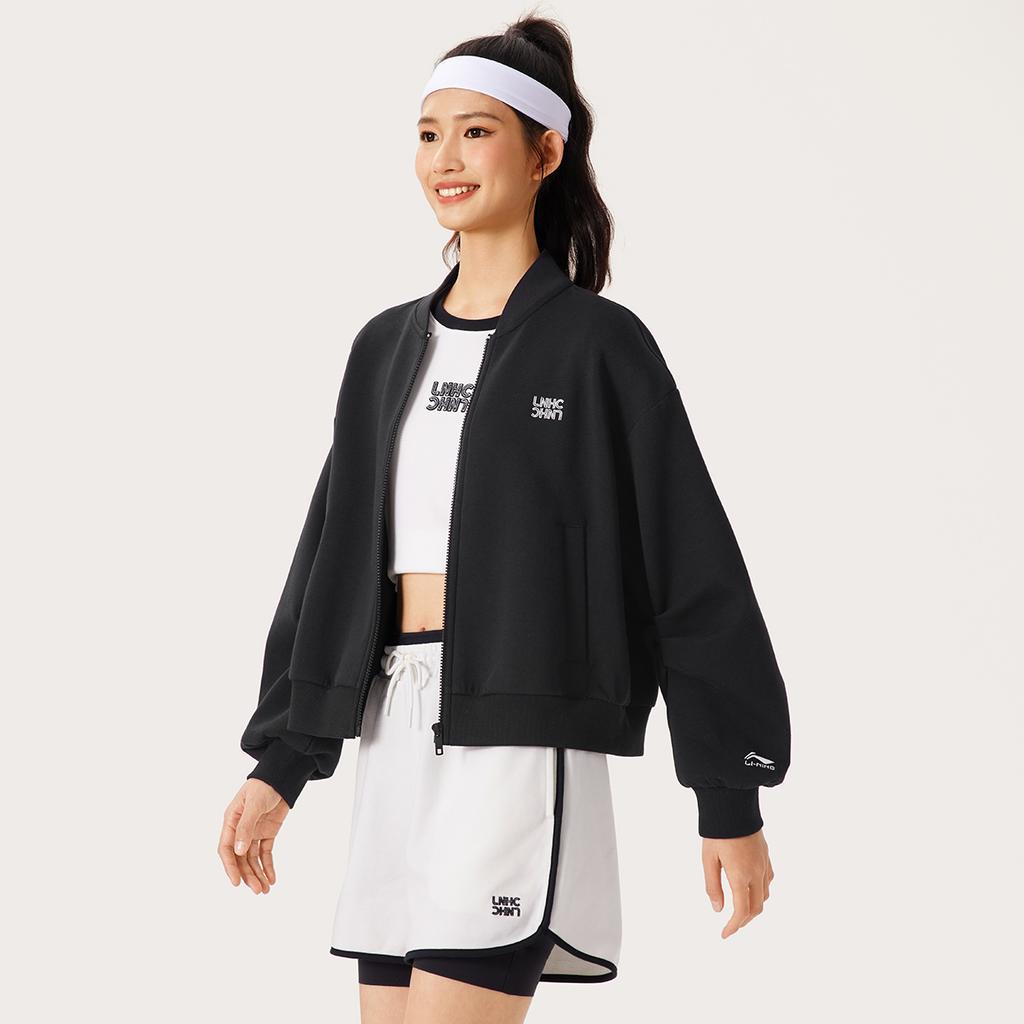 Li Ning Comfortable Breathable Versatile Loose Jacket Women Jackets Black AWDV418-6