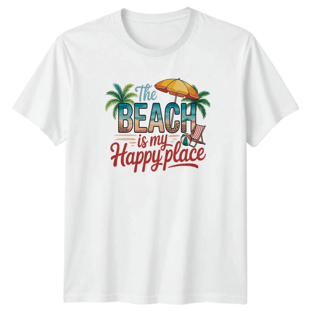 The Beach Is My Happy Place Travel Vacation Mens T-Shirt Womens Tee Graphic