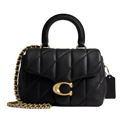Schwarze gesteppte Leder C-Logo Kettenschultertasche mit goldener Hardware für den täglichen Gebrauch