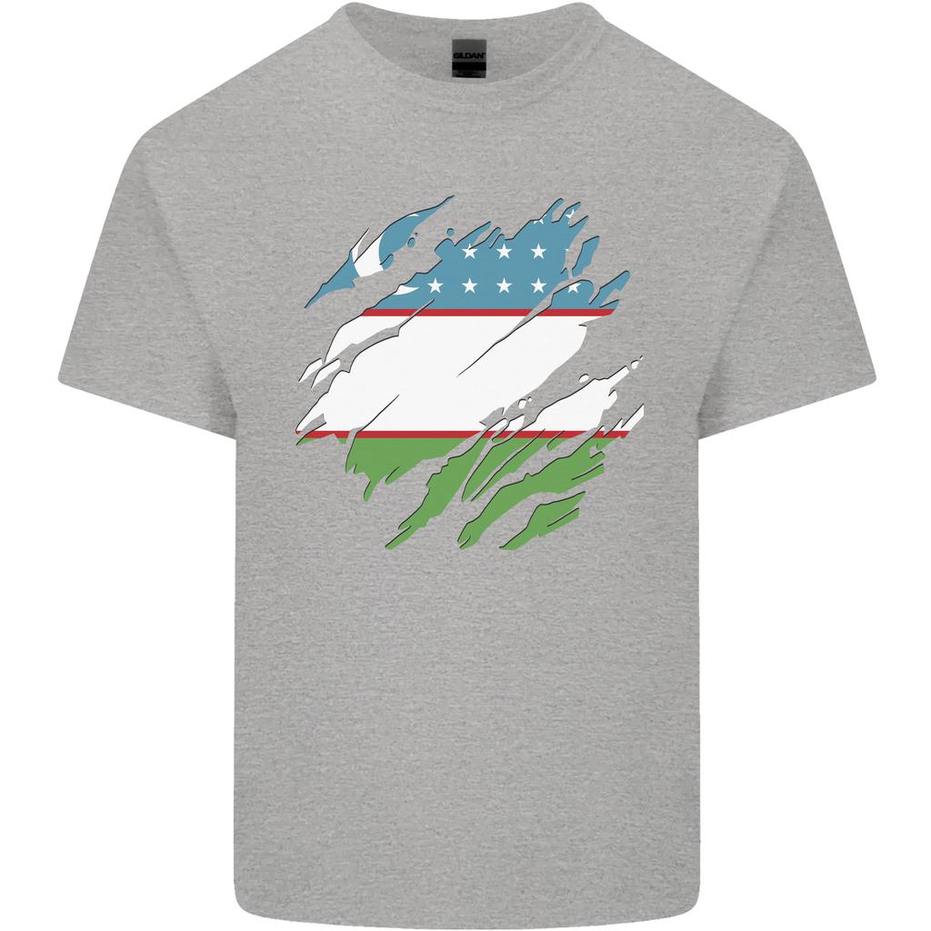 Torn Uzbekistan Flag Uzbek Day Football Unisexs Light Cotton TShirt