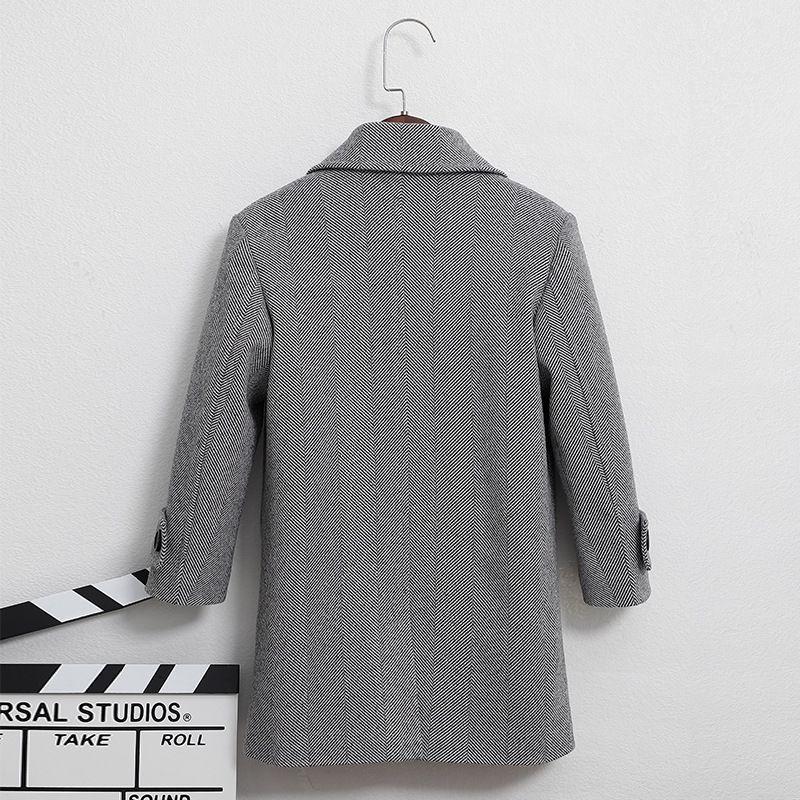 Children's Medium-Thick Wool Coats; Fall/Winter Boys' Quilted Wool Trench Coats