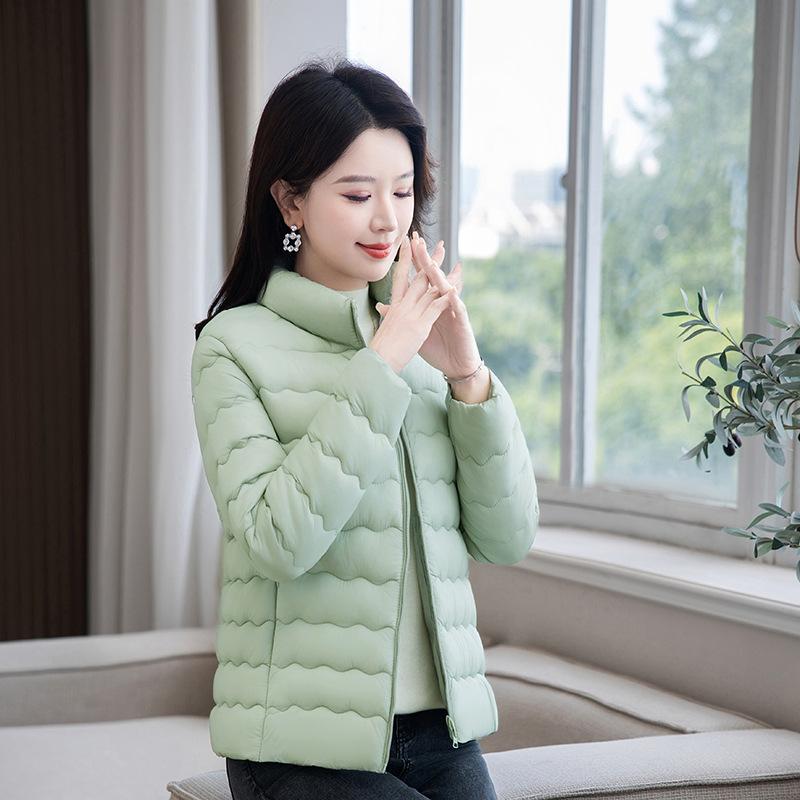 Mother's Clothing Winter New Women's Large Size Slim Cotton Jacket Versatile Cotton Coat Jacket Simple Warm Stand-up Collar Cotton Coat