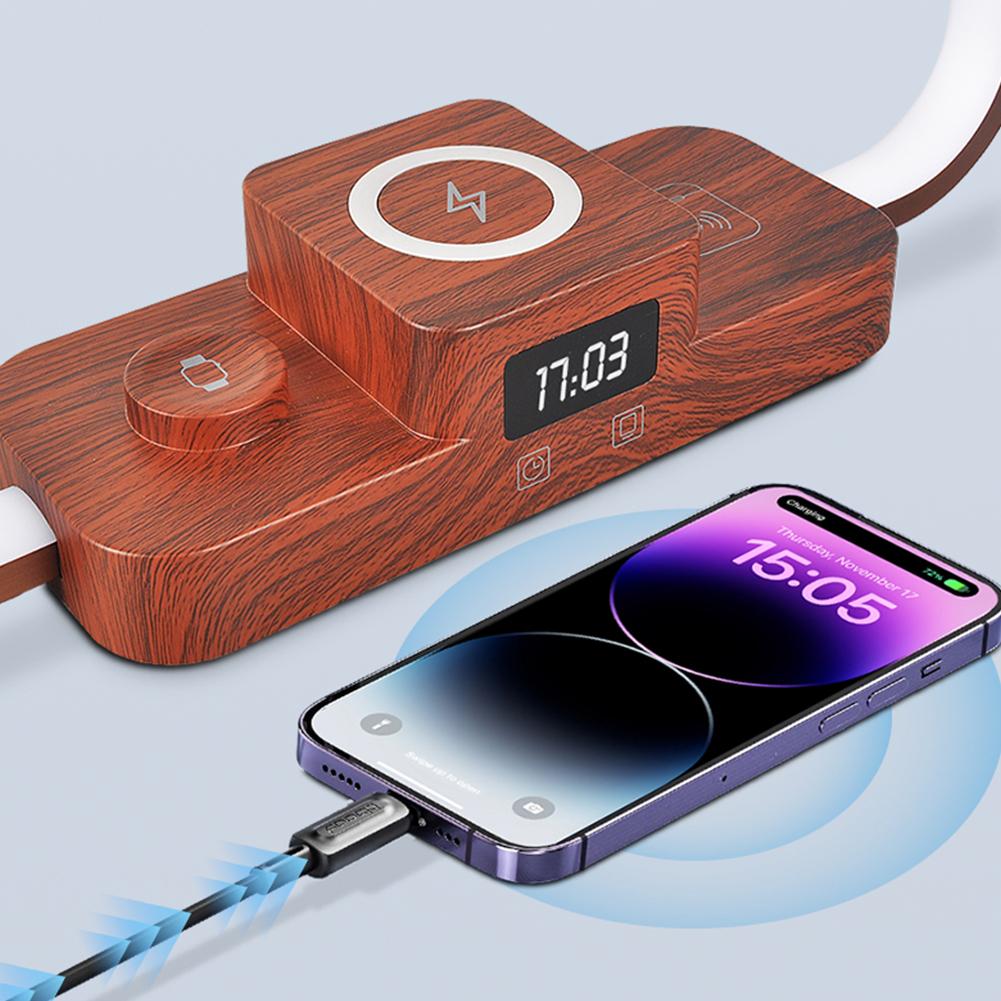 LED Bedside Lamp with Wireless Charger with 3 Charging Station Night Light Nightstand Lamp for Nightstand Bedroom