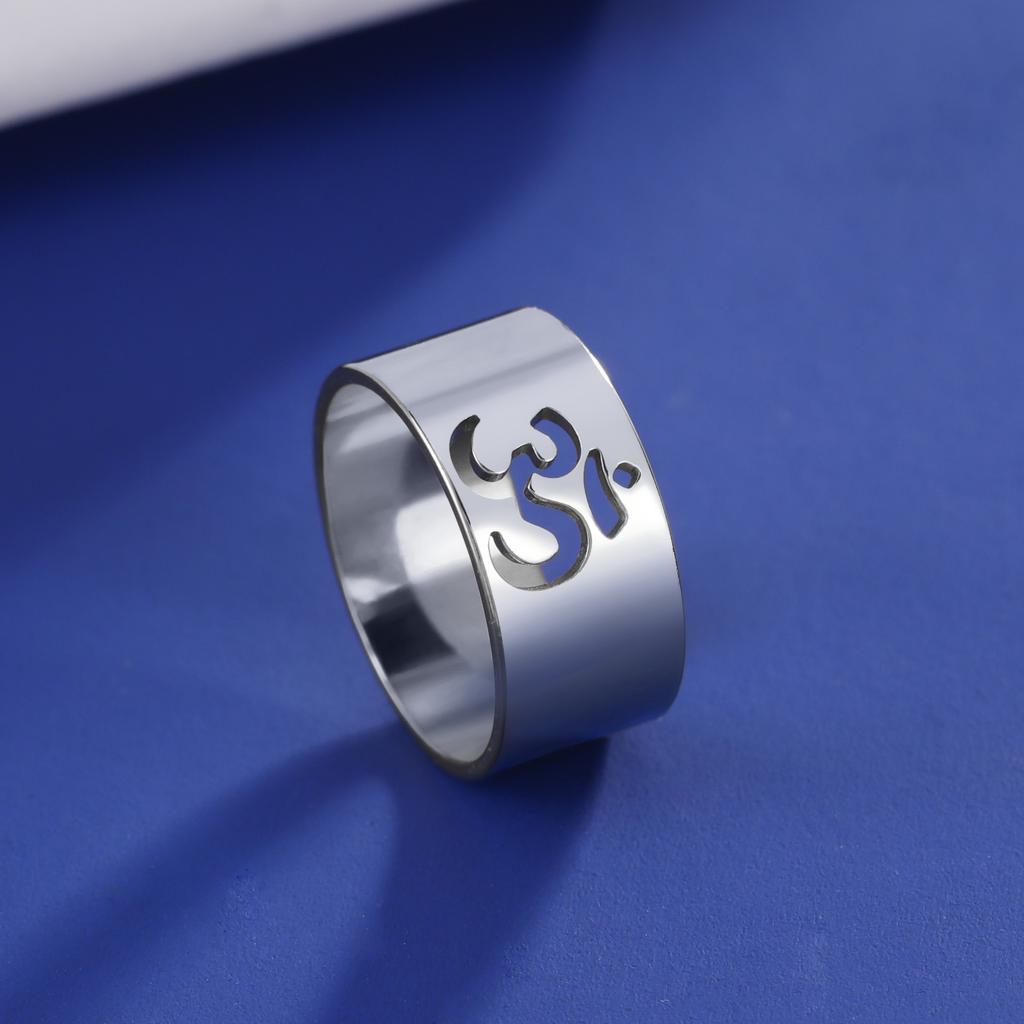 LIKGREAT Buddhism Indian Yoga Om Symbol Rings for Women Stainless Steel Supernatural Religious Talisman Amulet Jewelry Gifts New