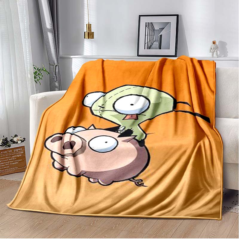 Invader ZIM Gir Kreslená deka Útulná měkká deka Deka na gauč Odolný dekor Pro děti Ženy Muži Cestovní deka Měkká přehoz na postel
