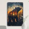 Metal Bear Silhouette Wall Art Retro Forest Poster Tin Sign Home Decor