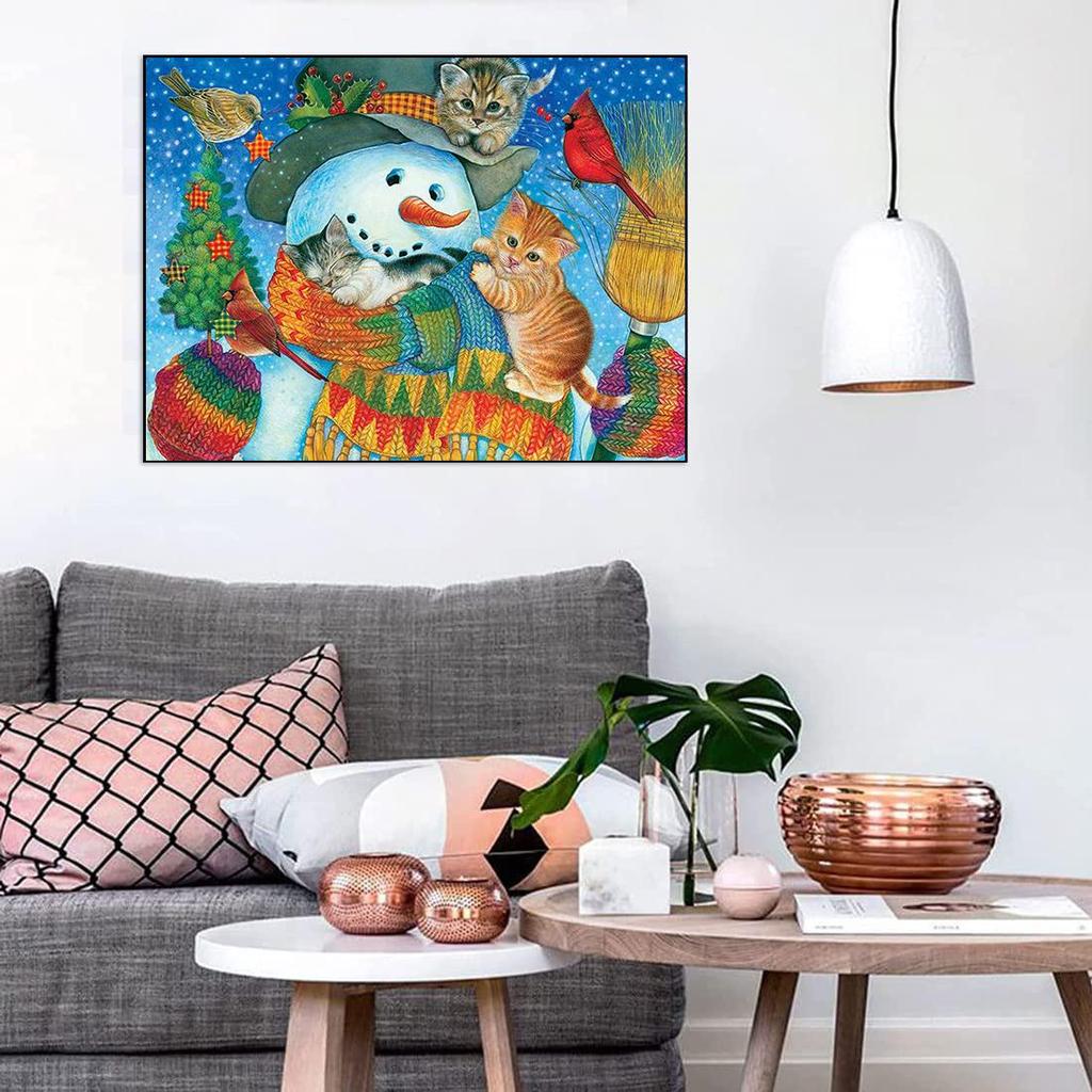 5D Diy Diamond Painting Snowman with Scarf Cross Stitch Set Full Diamond Embroidery Mosaic Art Picture of Rhinestones Decor Gift