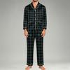 Men's Pajama Set Long Sleeve Button-Down Top and Pants Set for Home Sleepwear