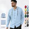Men's Casual Long-sleeved Shirt, Cotton and Linen T-shirt, Hooded Fashion Trend, All-match Loose Beach Sweater