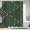Green Marble Shower Curtain with Golden Lines Modern Luxury Bathroom Decor for Home Decoration (Size72x84 Inches)