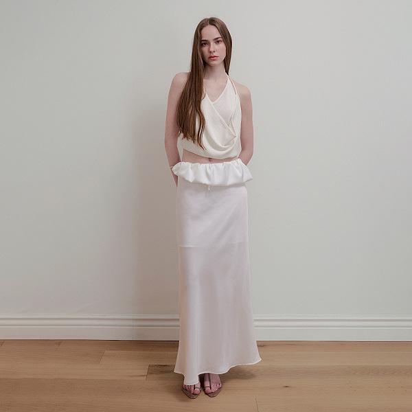 

2026 Japanese Style Double-Layer Patchwork Skirt: Faux Two-Piece Elastic Waist Satin-Like Mermaid Skirt for Women One Size абрикосовий