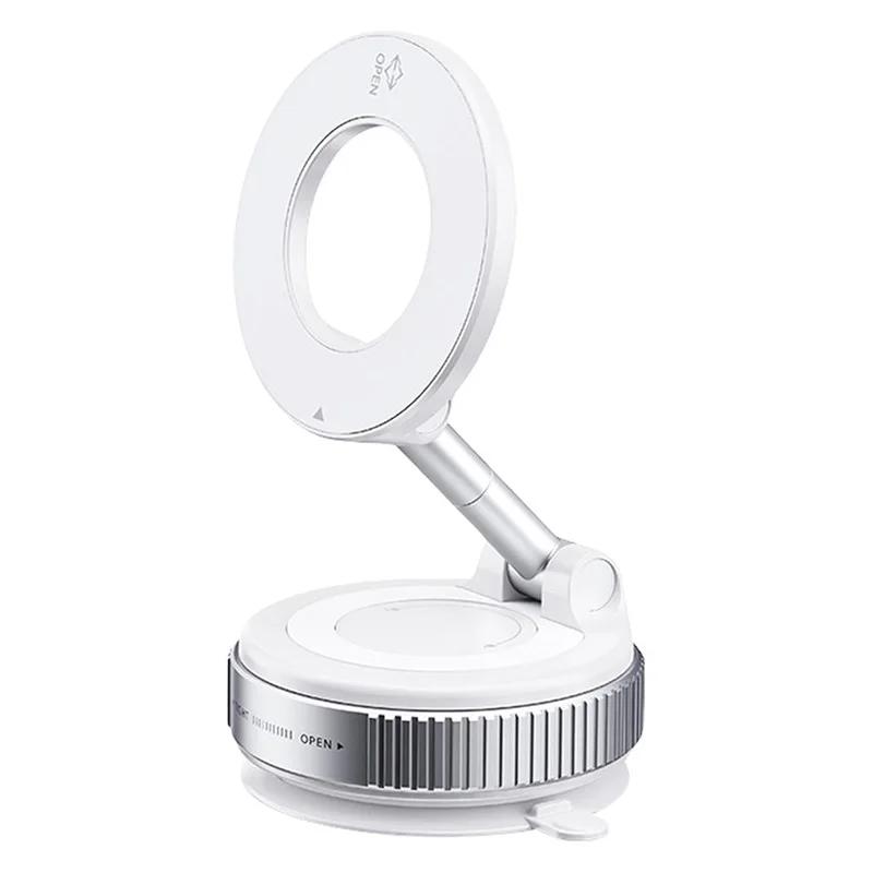 Foldable Car Phone Mount: Magnetic Vacuum Strong Suction, suit For iPhone 12-16, Live Streaming
