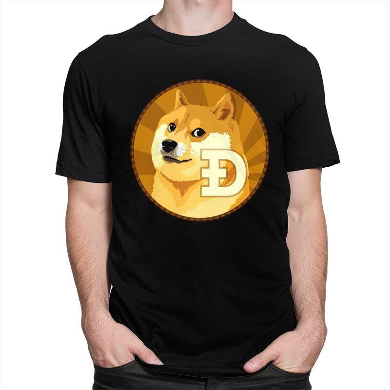 Custom Cryptocurrency Dogecoin Tshirts for Men Short Sleeves T Shirt Fashion Bitcoin Geek Tshirts 100 Cotton Tees Gift Idea