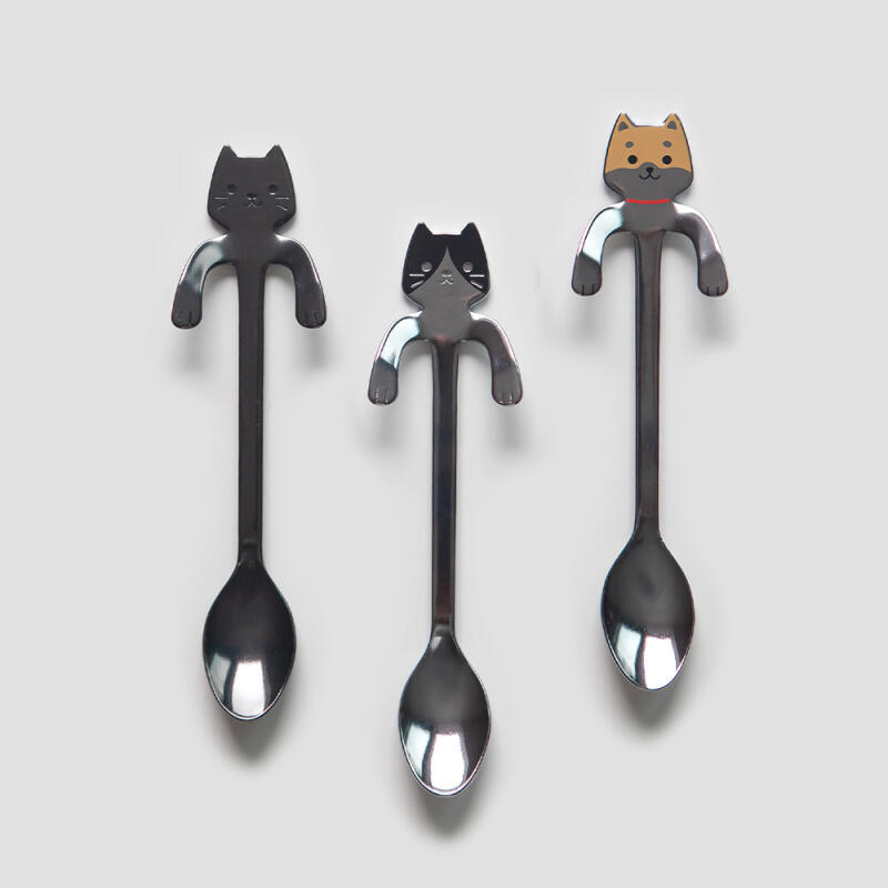 Nicott Neko & Shiba Coffee Spoon MADE IN JAPAN Black Cat