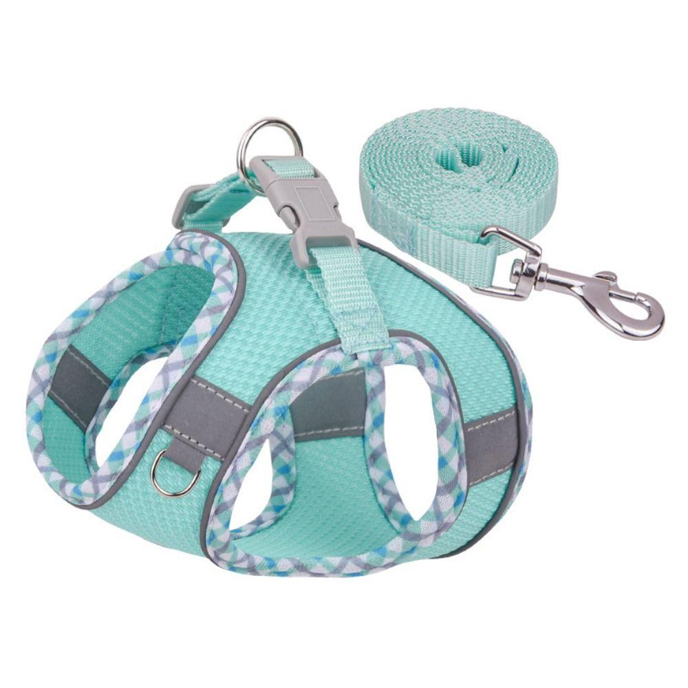 Dog Cat Harness Vest Chest Rope Set Puppy Outdoor Walking Leash Reflective Breathable Adjustable Pet Harness