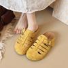 Baotou Half Slippers Women's Summer Fish Bone Pig Cage Shoes Genuine Leather Cool Slippers One Pedal Lazy Shoes