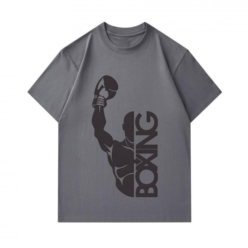 Men's 100% Cotton Crew Neck Short Sleeve T-Shirt, Boxer Champion Victory Boxing Graphic Print Casual Comfy Tee Top for Daily Outdoor Sports Workout We