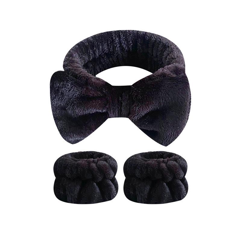 Cute bow headband and wristband set, Beauty makeup headband wristband, ladies spa headband for face washing, makeup headband, skincare headband