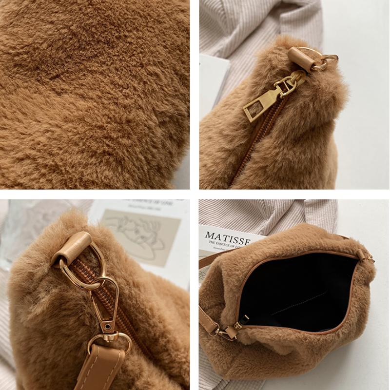 Fashionable Plush Bag for Women Autumn and Winter New Plush Simple Shoulder Bag