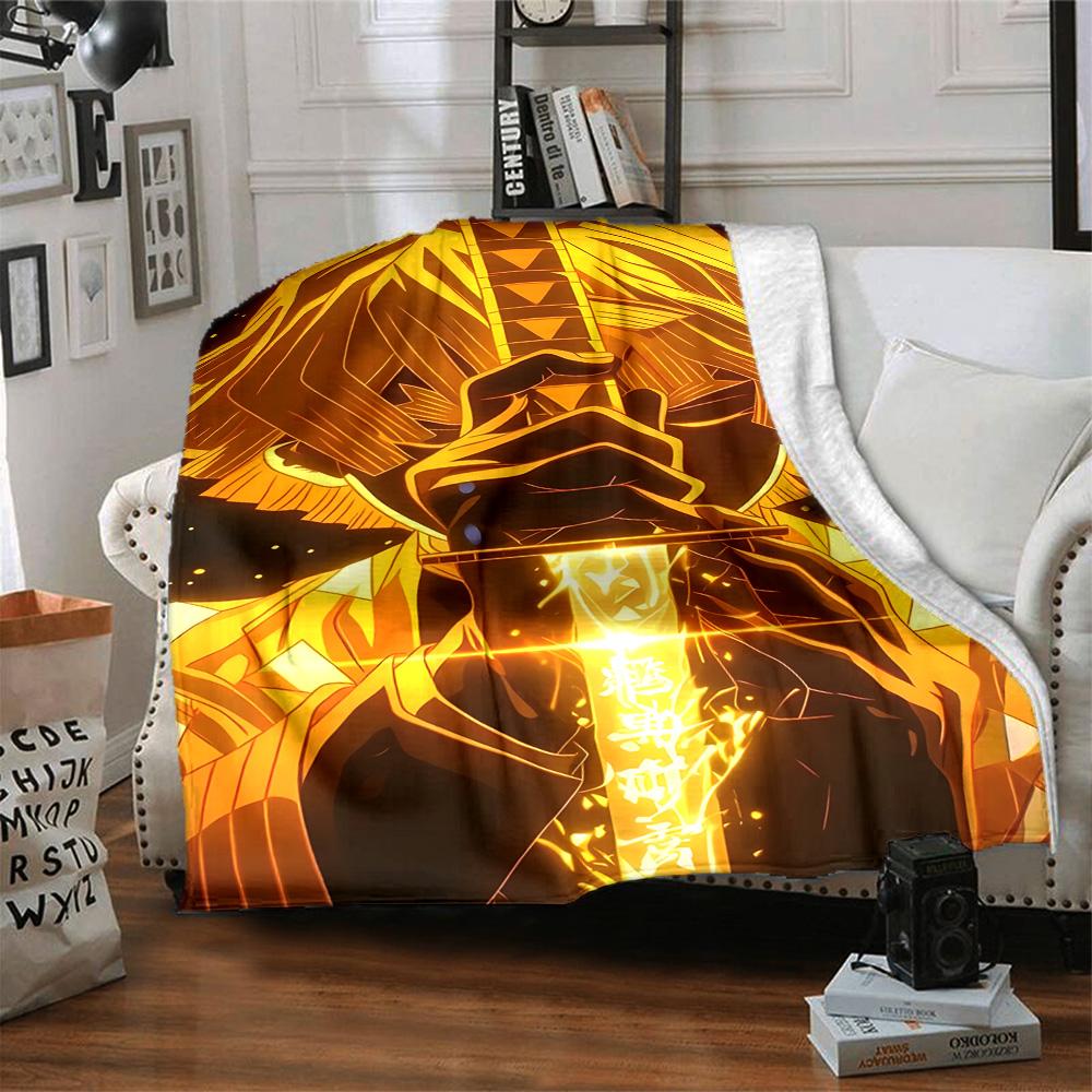 1pc Agatsuma Zenitsu Blanket, Gift, for Men and Women, Soft Blanket, Good for Sofa Bed Couch Travel, Lightweight Flannel Blanket