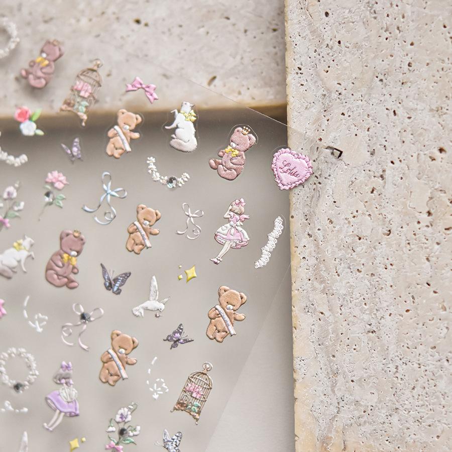 Bear Bright Crystal Nail Stickers Cute Stickers DIY Creative Decoration