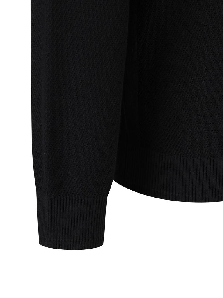And Z Men'S Machine Washable Knit Collared Long Sleeve Tee_Blg1Et1002Bk