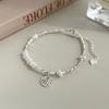 VENTFILLE 925 Sterling Silver Star Love Heart Pendant Round Bead Pearl Bracelet For Girls Sweet Romantic Style Gifts For Lovers