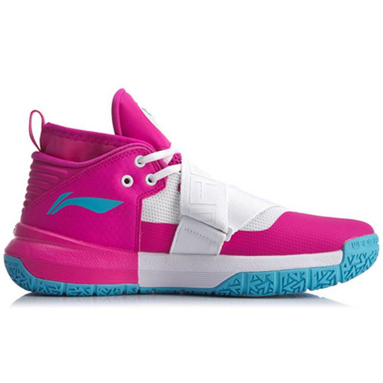 Li Ning All City 7 Hook and loop High top Basketball Shoes Men's White Pink ABAP105-6