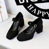 Scarpe da Donna Tacco Alto Stile Retro Europeo e Americano, Tacco Grosso, Tacco Alto, Plateau Impermeabile, Fibbia in Metallo, Cinturino Dritto, Scarpa Singola