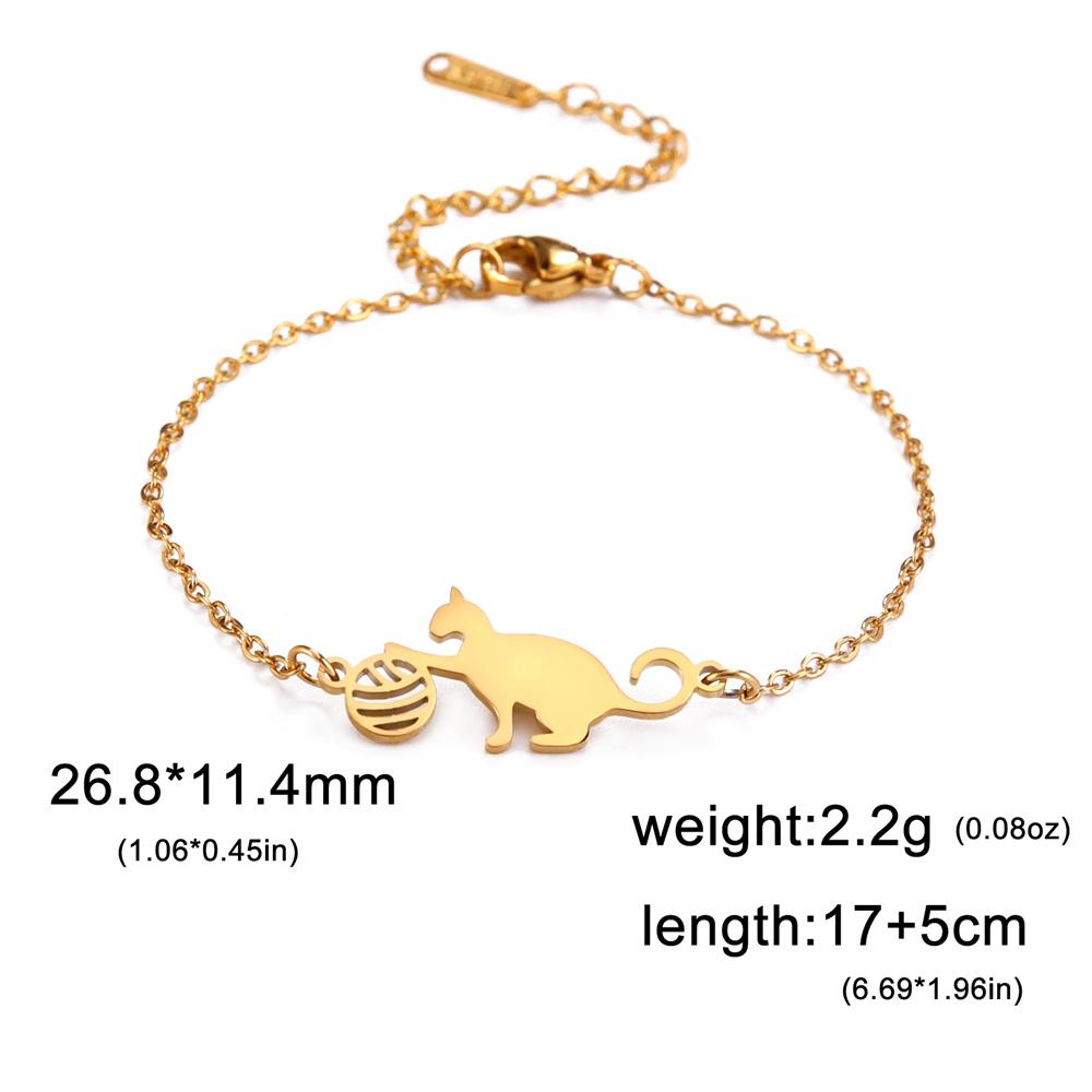 My Shape Cat Charms Bracelets for Women Girls Cute Animal Kitten with Yarn Balls Pendant Adjustable Link Chain Bangle Jewelry