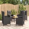 Vidaxl 5-Cz. Gartenmöbel-Set mit Kissen, Schwarz, Polyrattan
