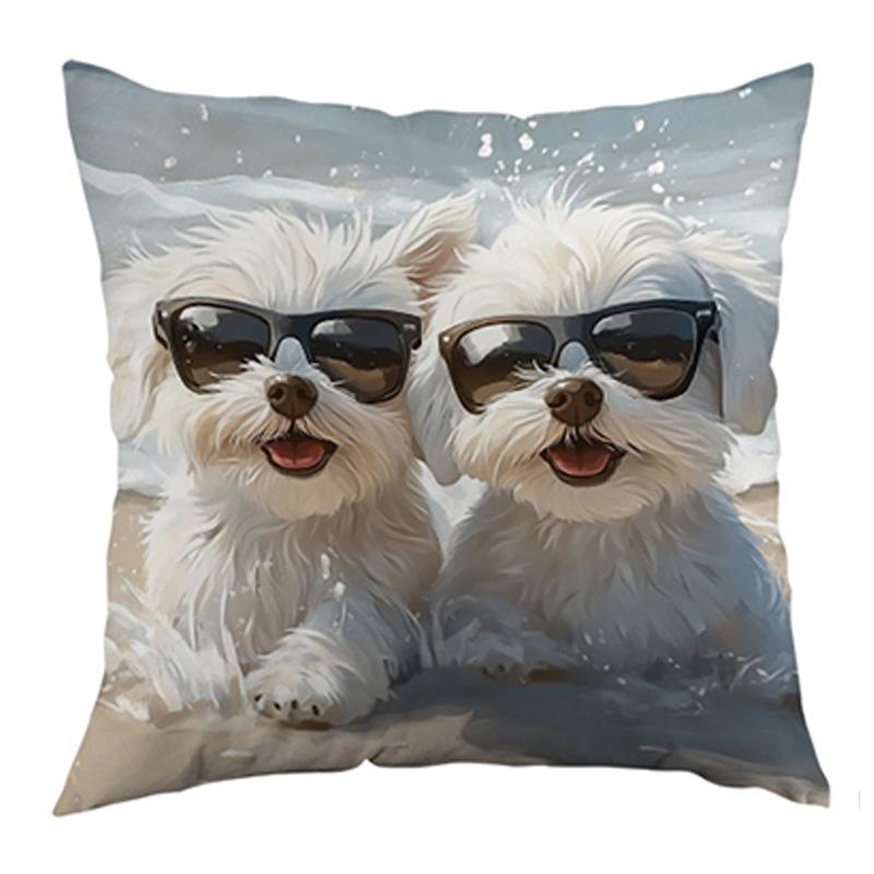 Яркая наволочка из короткого плюша в богемном стиле 45x45см Очаровательный пес Декор для гостиной спальни Вставка для подушки не входит в комплект 4545cm-1pc 684₽