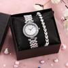 Trend fashion watch two-piece set pcs women's watch full diamond shell surface diamond bracelet women's watch