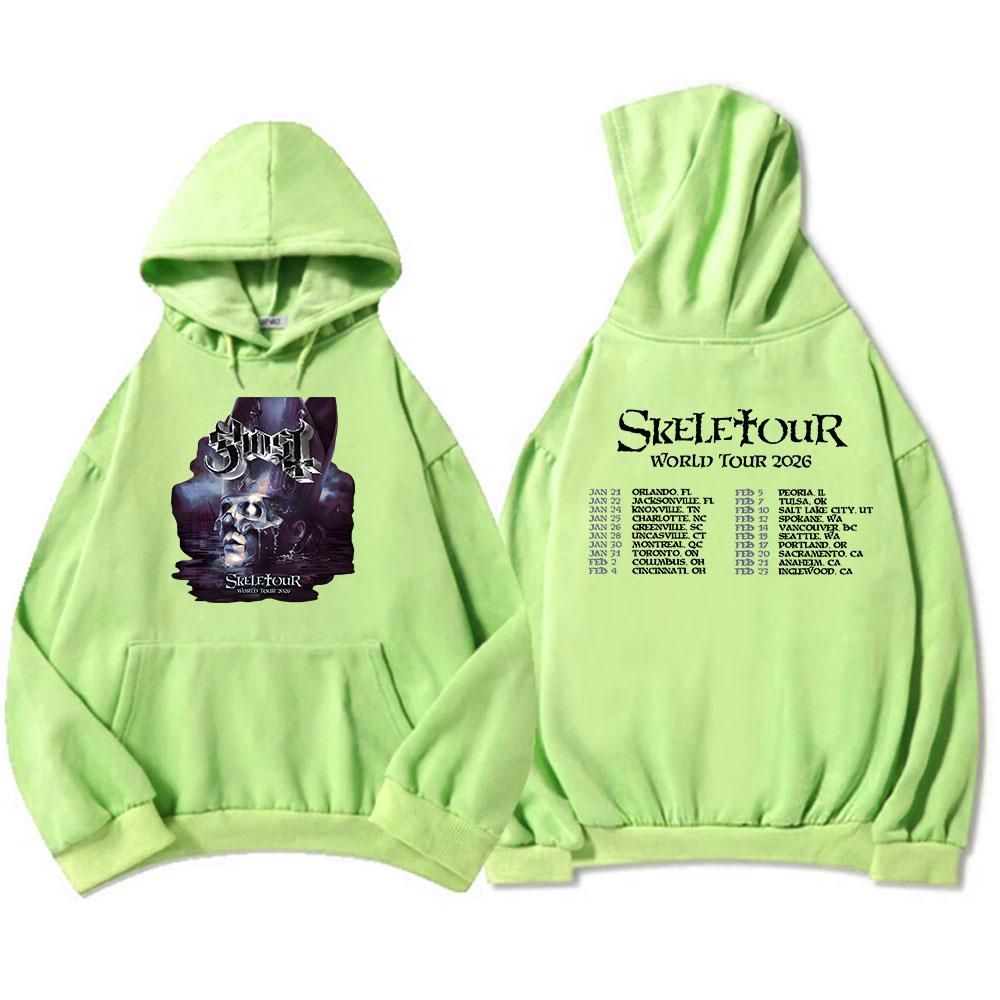 Ghost Skeletour World Tour 2026 Hoodies Rock Band Street Style Fashion Sweatshirts Winter Fleece Hooded Pullovers Men Women Tops