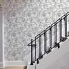 White Sketch Floral And Leaves Wall Cover Retro Line Flower Pvc Peel And Stick Wall Cover Water-Repellent Kitchen Bathroom Vinyl Decor