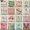 Flamingo Print Linen Pillowcase Office Sofa Seat Cushion Cover Living Room Bedroom Hotel Decorative Pillowcase 45*45Cm
