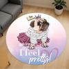 1pc Pug Pretty Round Chair Mat Area Rug - Non-Slip, Floor Mat for Office, Bedroom, and Indoor Decor C1118063