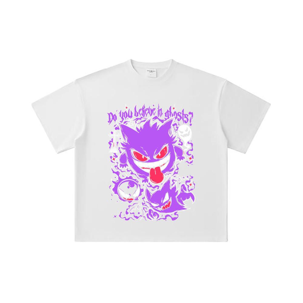 260 GSM Double Yarn 32 Count 100% Cotton Pokemon V3 Ghosts Print Unisex Heavy Cotton T Shirt