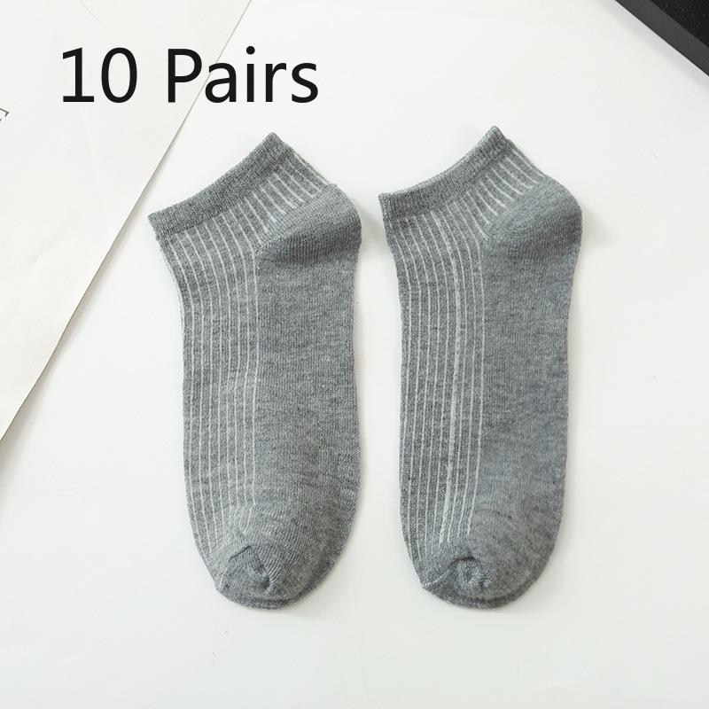 10 Pairs of Men's Spring and Autumn Pure Color Suction Strip Sweat Breathable Shallow Mouth Invisible Socks