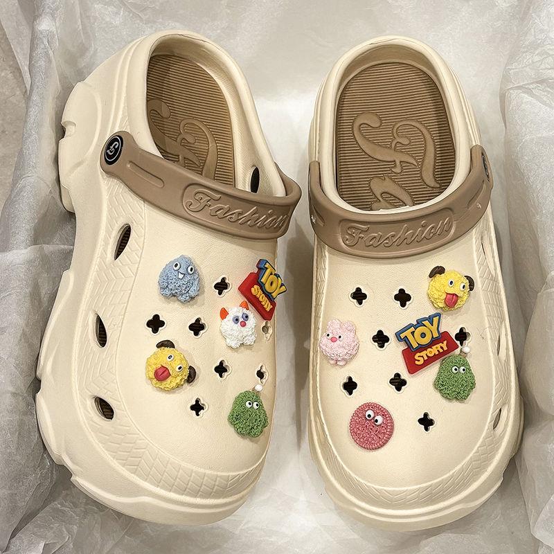 Women's Baotou Platform Trend Heighten Hole Shoes Outdoor Non Slip Lightweight Comfortable Sandals Hawaii Casual Half Shoes