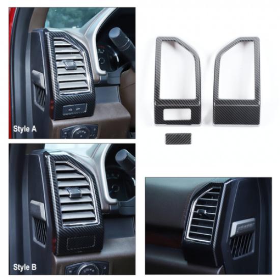 

Fit Ford F150 15-19 Carbon Fiber Dashboard Side Outlet Air Vent Covers Trim Pair