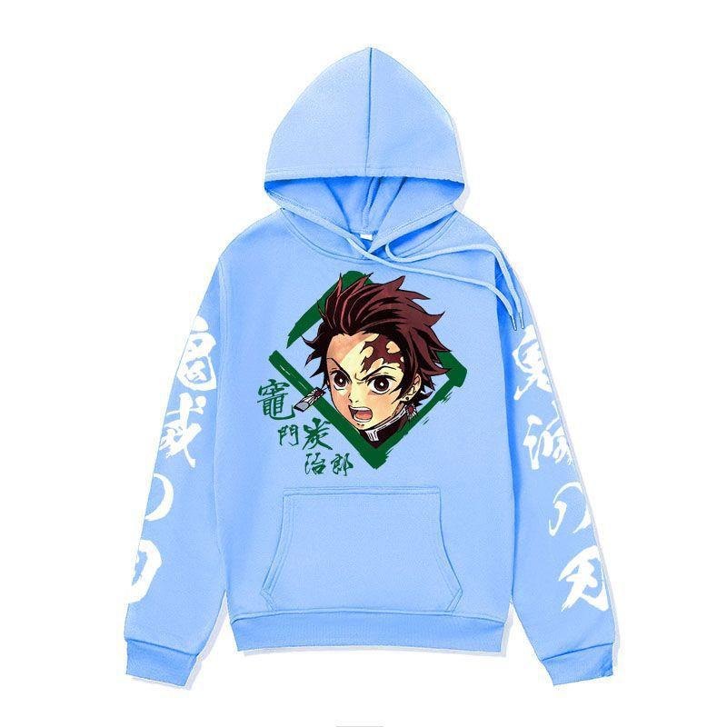 Anime Demon Slayer Hoodie Mens Winter Fleece Lined Oversized Casual Streetwear Pullover