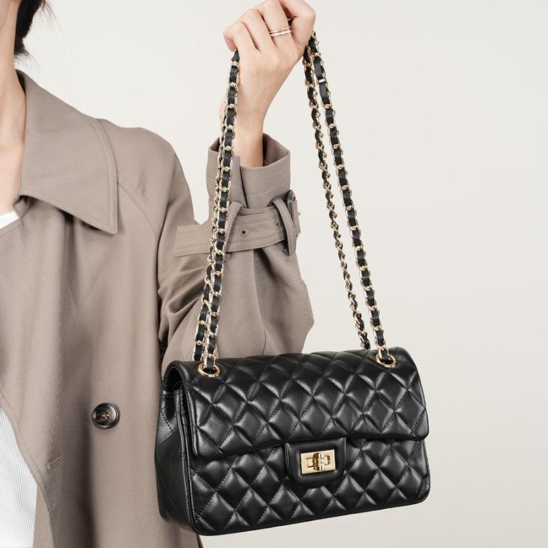 Borsa a tracolla in pelle di mucca a primo strato, catena in pelle di mucca, borsa quadrata piccola in pelle genuina, borsa a tracolla messenger, borsa con diamanti alla moda da donna